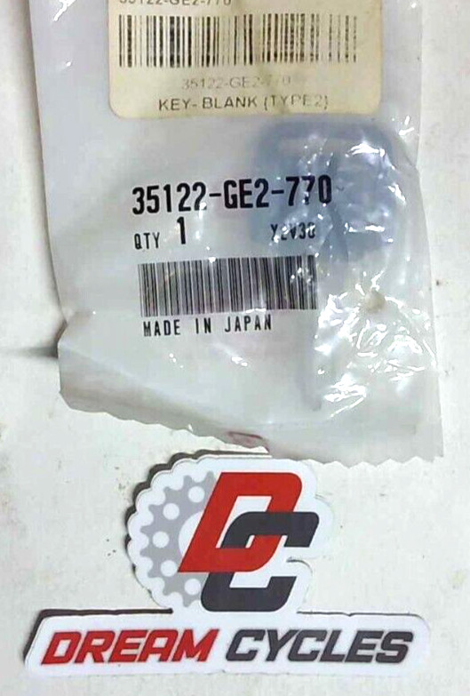 NEW Honda 1986-2008 CB Goldwing GL Blank Type2 Key 35122-GE2-770 NOS FAST SHIP