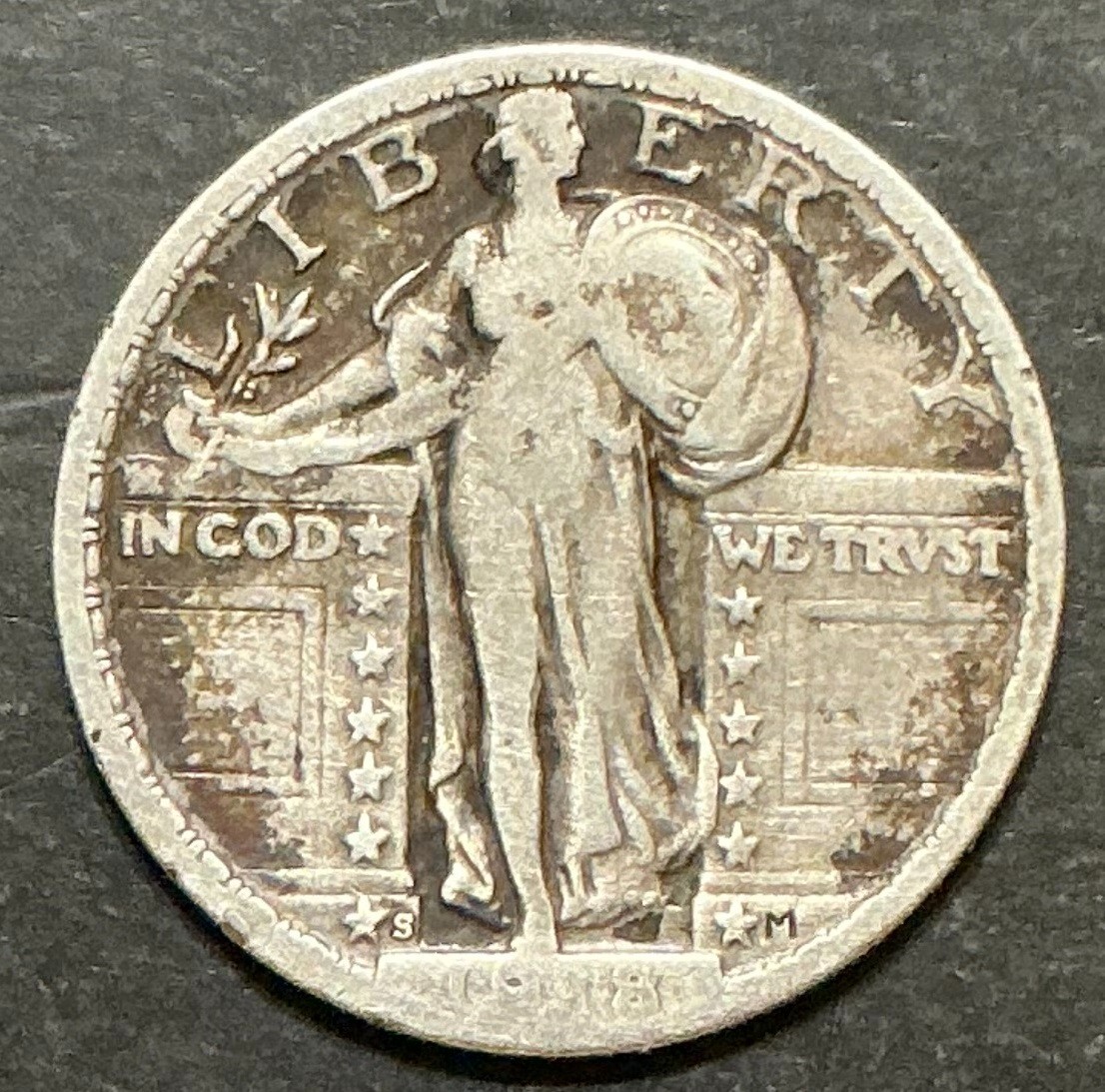 1918-S Standing Liberty Quarter Silver Better Grade Tough Date f407
