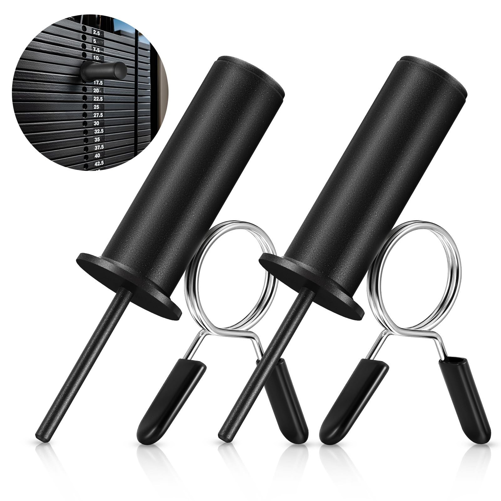1 Pcs Weight Stack Pin Extender Gym Pin with Spring Clip Collar for 2 Inch We...