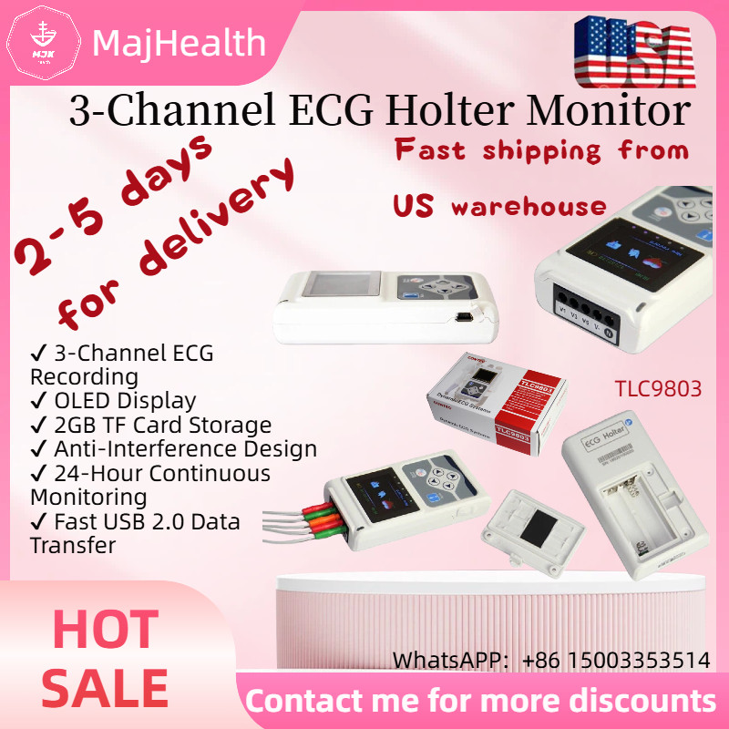 3-Channel ECG Holter Monitor - Portable EKG Recorder for Heart Monitoring