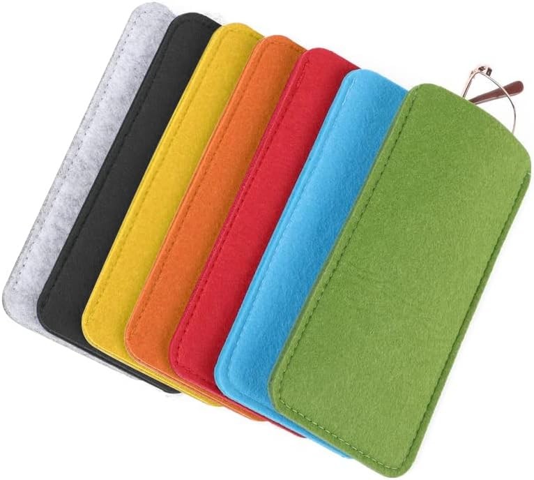 7 Pcs Soft Felt Slip In Eyeglass Cases Portable Travel Glasses Pouch for Men...