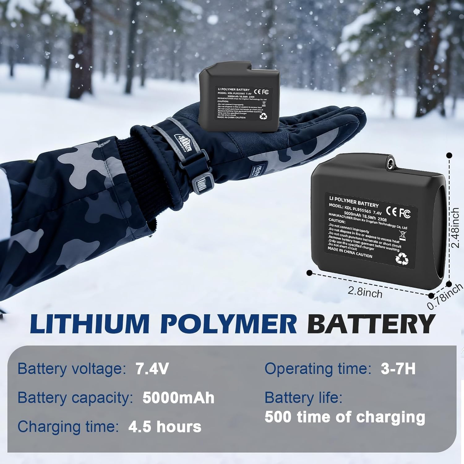7.4V 5000mAh Li-Polymer Rechargeable Battery Pack Replacement Set Compatible wit