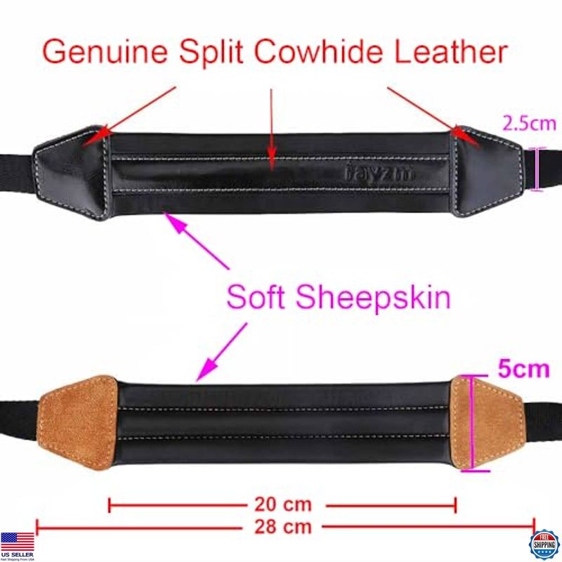 Rayzm Universal Double Shoulder Leather Saxophone Strap - Adjustable Padded