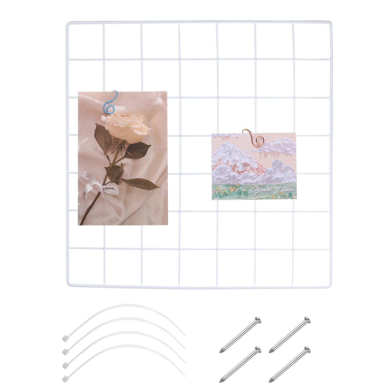 Grid Wall Panels, 13.8" x 13.8" Display Holders Hanging Frame, White