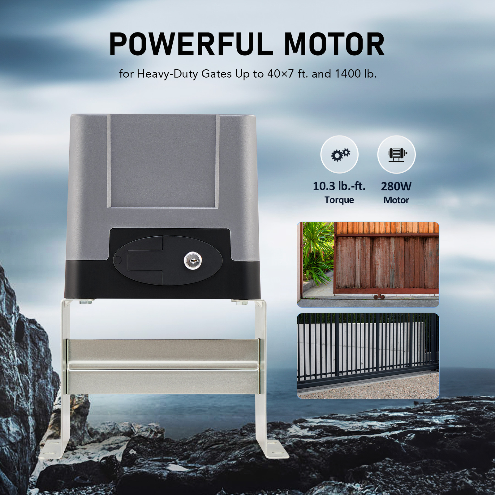 CO-Z 1400Lb Automatic Gate Opener Operator w/ Remote Control with APP Control