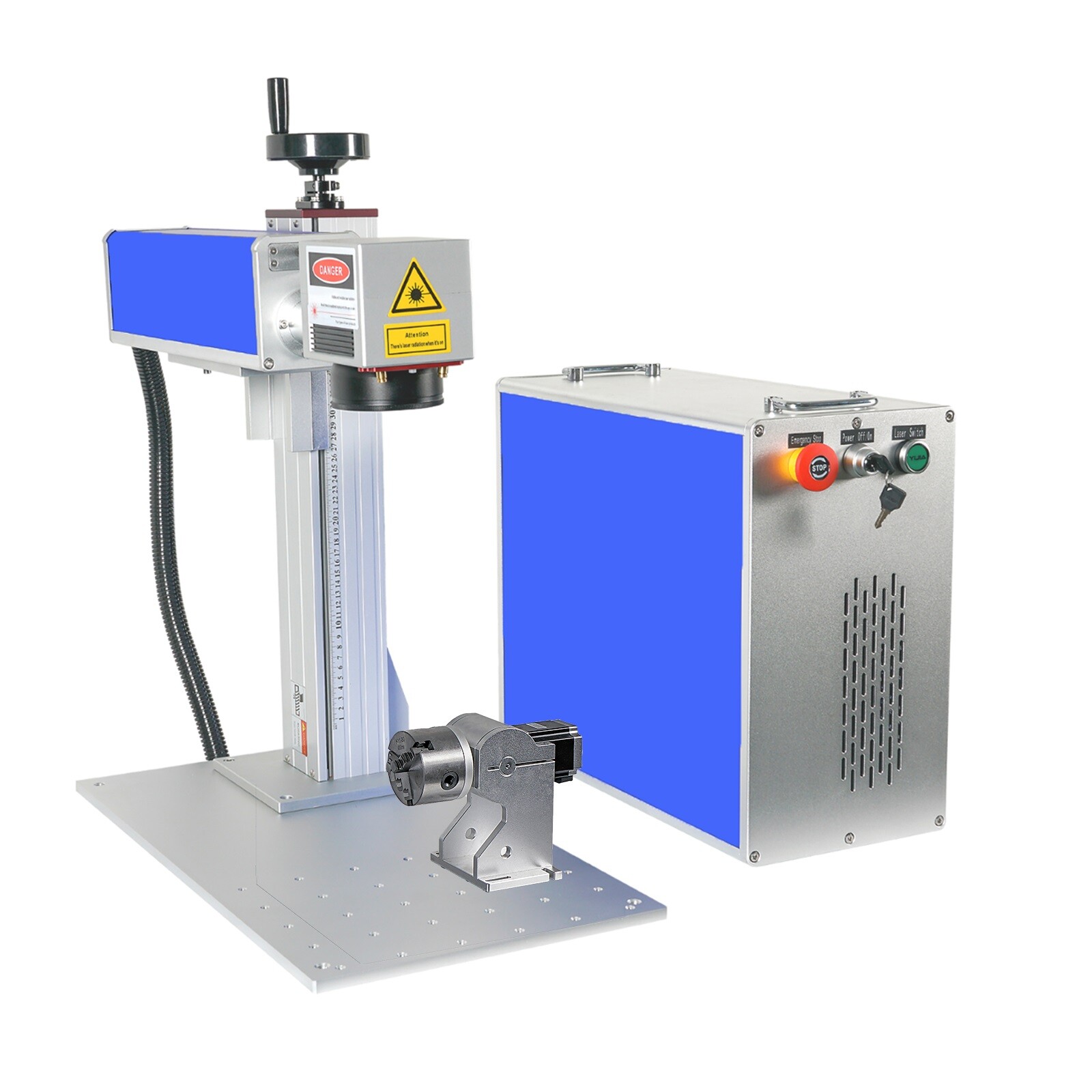 30W Raycus Fiber Laser Marking Machine Metal Engraver 175x175mm D80 Rotary EZCAD