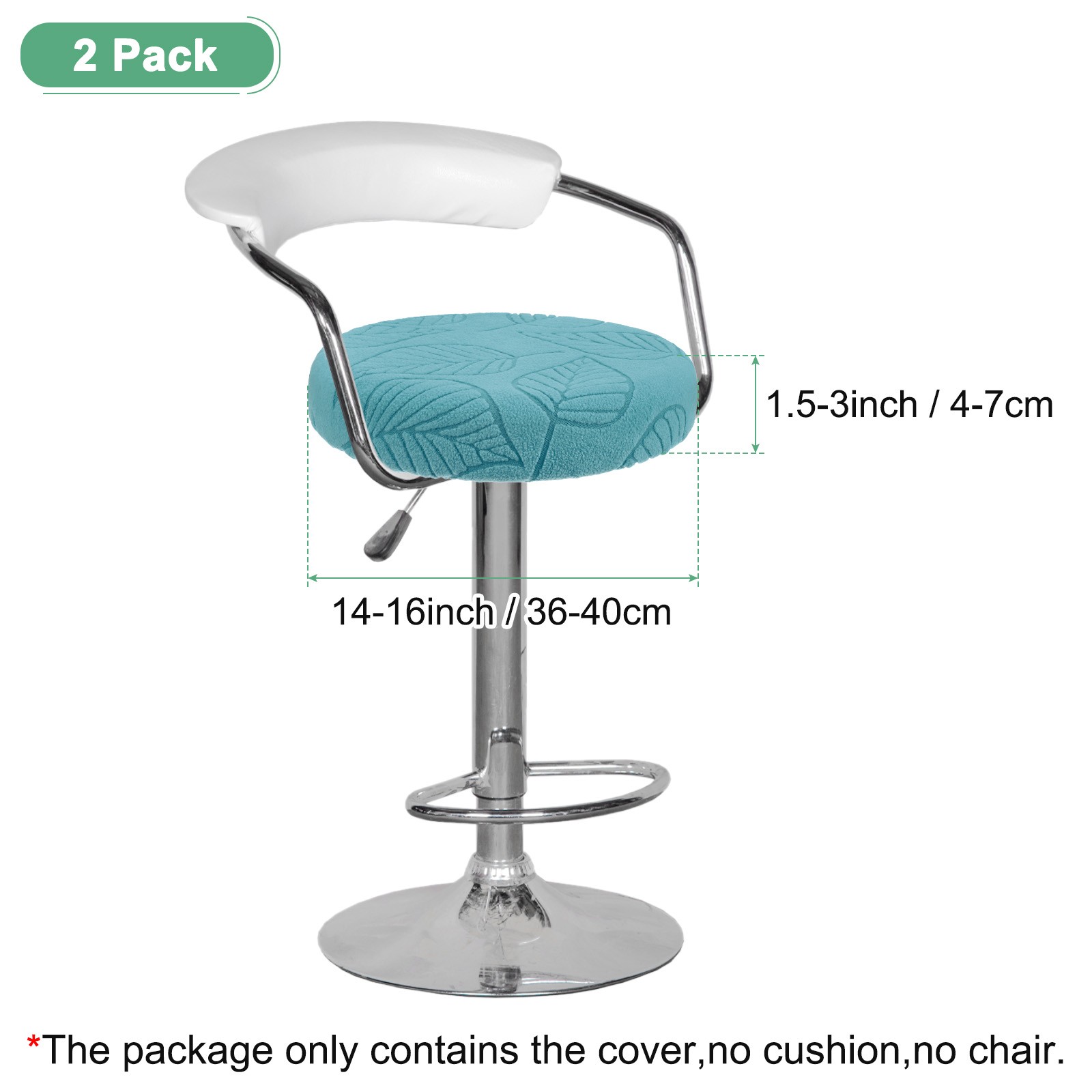 2-Pack Bar Stool Covers Round for 14-16 Inch Leaf Pattern Covers [Sky Blue]