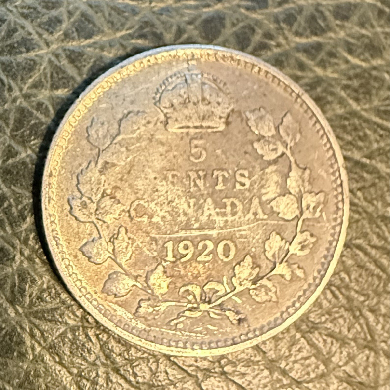 1920 Canada 5 Cents Silver Coin King George V 0.800 Silver
