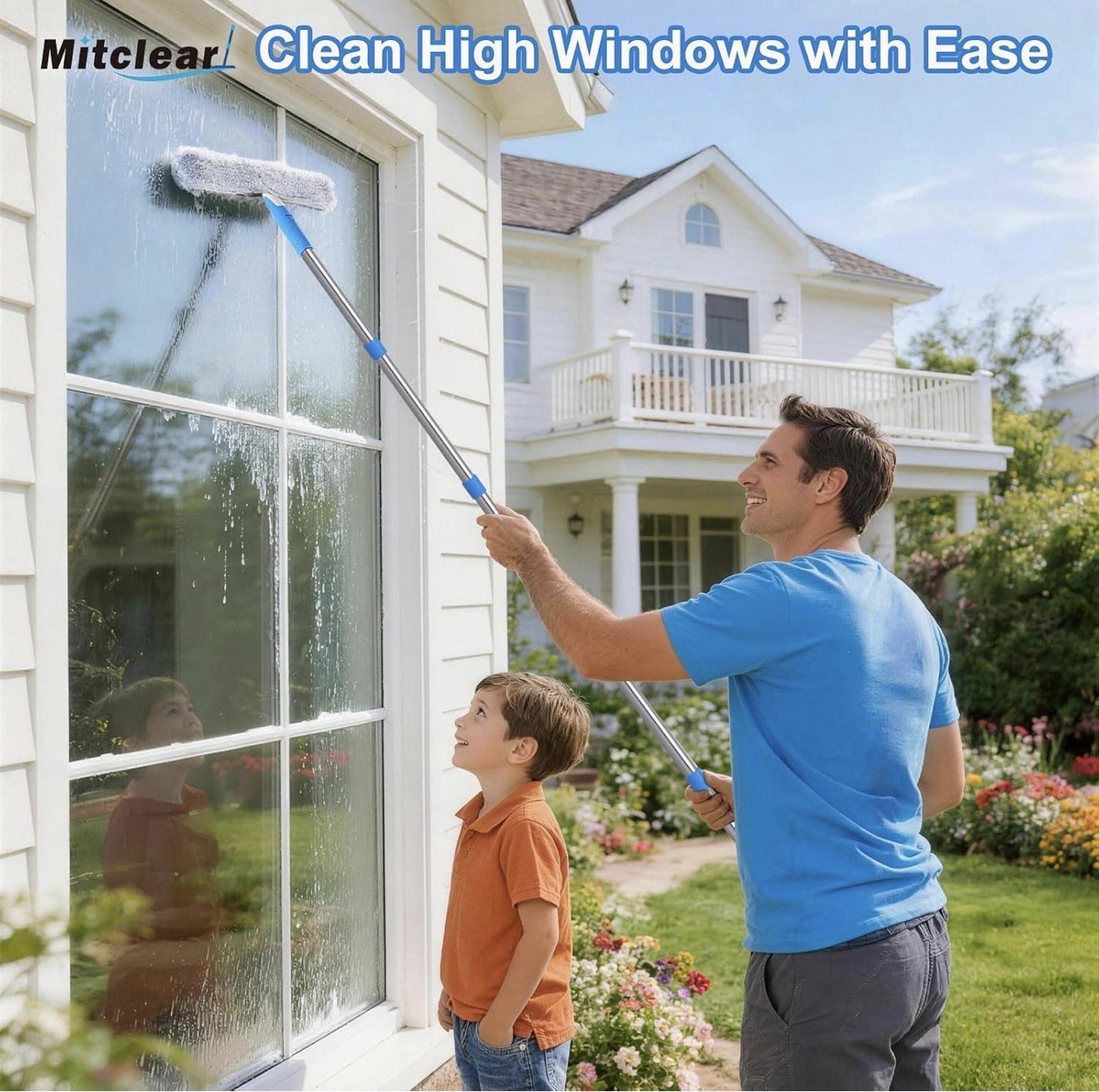 Mitclear 77'' Professional Squeegee Window Cleaner Tool with Extension Pole