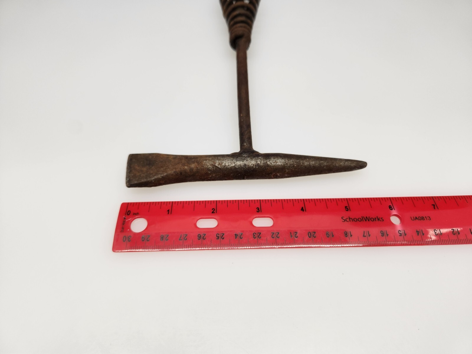 Vintage Metal Chipping Slag Flat 10" Hammer Chisel with Coil Spring Handle