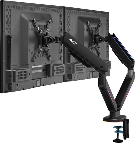 AVLT Dual 27”-43” RGB Gaming Monitor Arm Desk Mount Built-in Black-Dual-43"