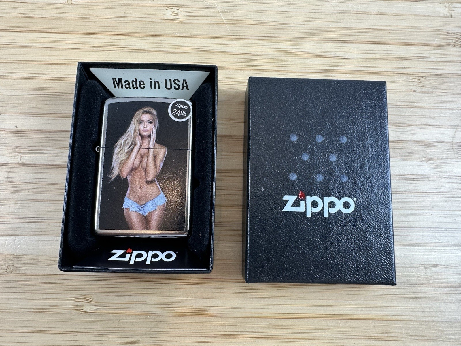 ZIPPO 2014 SEXY GIRL WITH DAISY DUKES PINUP GIRL LIGHTER SEALED IN BOX