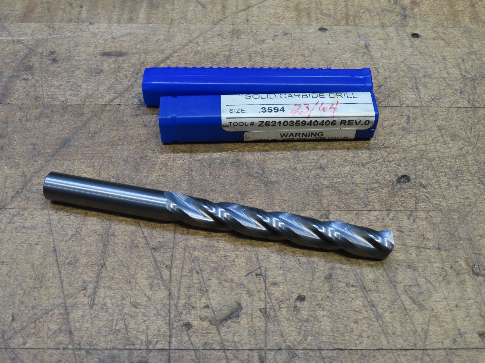 1 NEW CJT Durapoint 23/64" 3 flute solid carbide drills 0.3594"