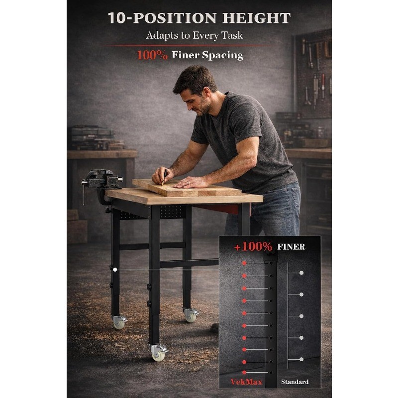 60" Heavy Duty Workbench 2500 LBS Load Capacity Work Bench w/ 1.2" Laminated