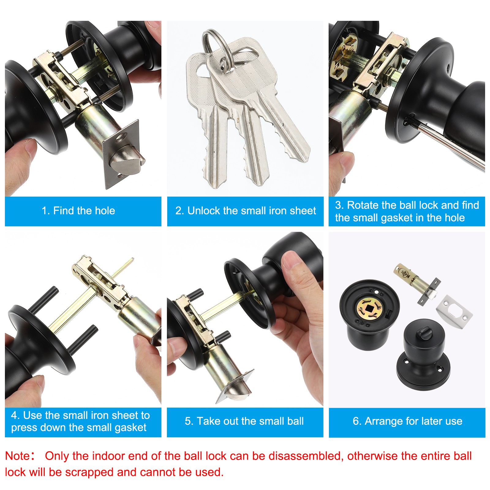 4 Pack Key Entry Door Knobs Interior, Red Bronze