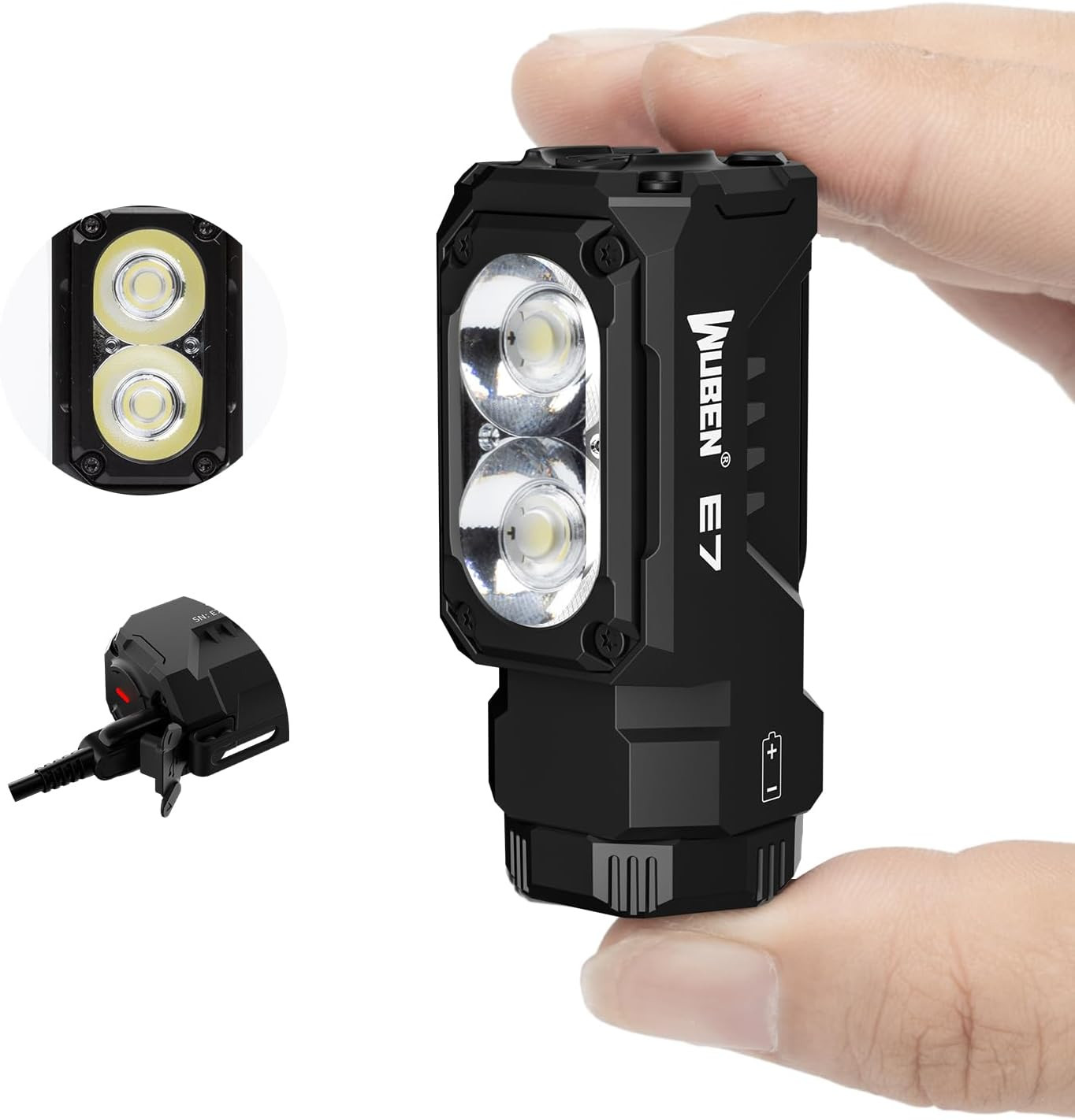 WUBEN E7 1800 Lumen Rechargeable Mini Flashlight with Magnet - Super Bright 6 Mo