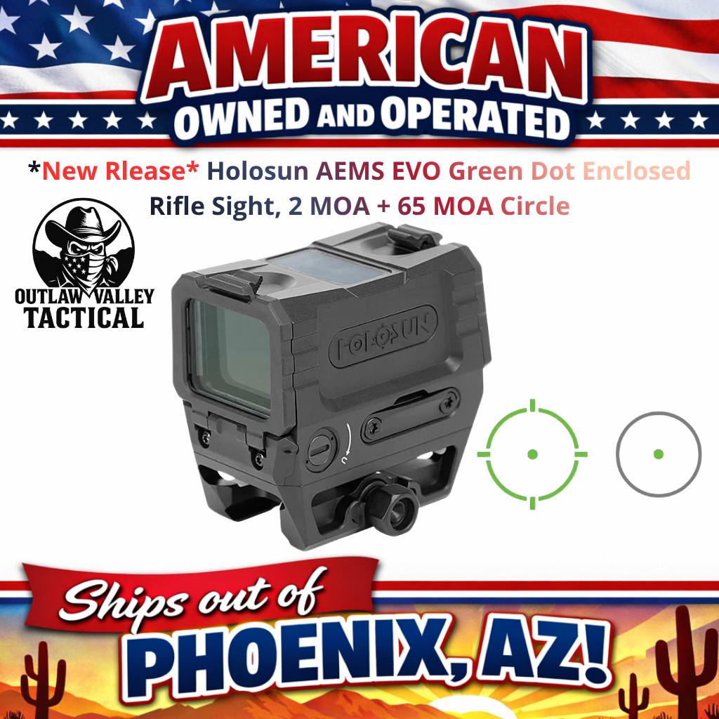 Holosun AEMS EVO Green Dot Enclosed Rifle Sight, 2 MOA + 65 MOA Circle