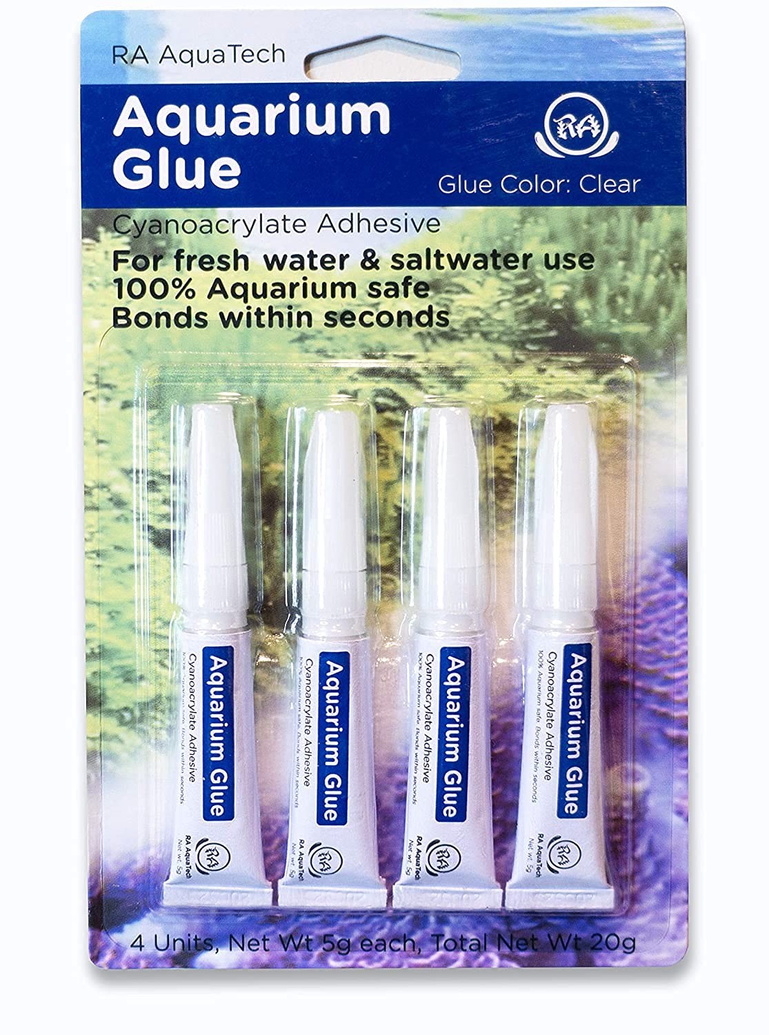 Aquarium Glue Clear for Plants Corals aquascaping Instant 4pcs pack, clear