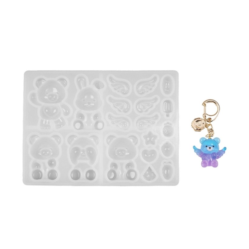 Distinctive Resin Bear Rabbit Keychain Molds Easy Demolding Moulds for Pendant