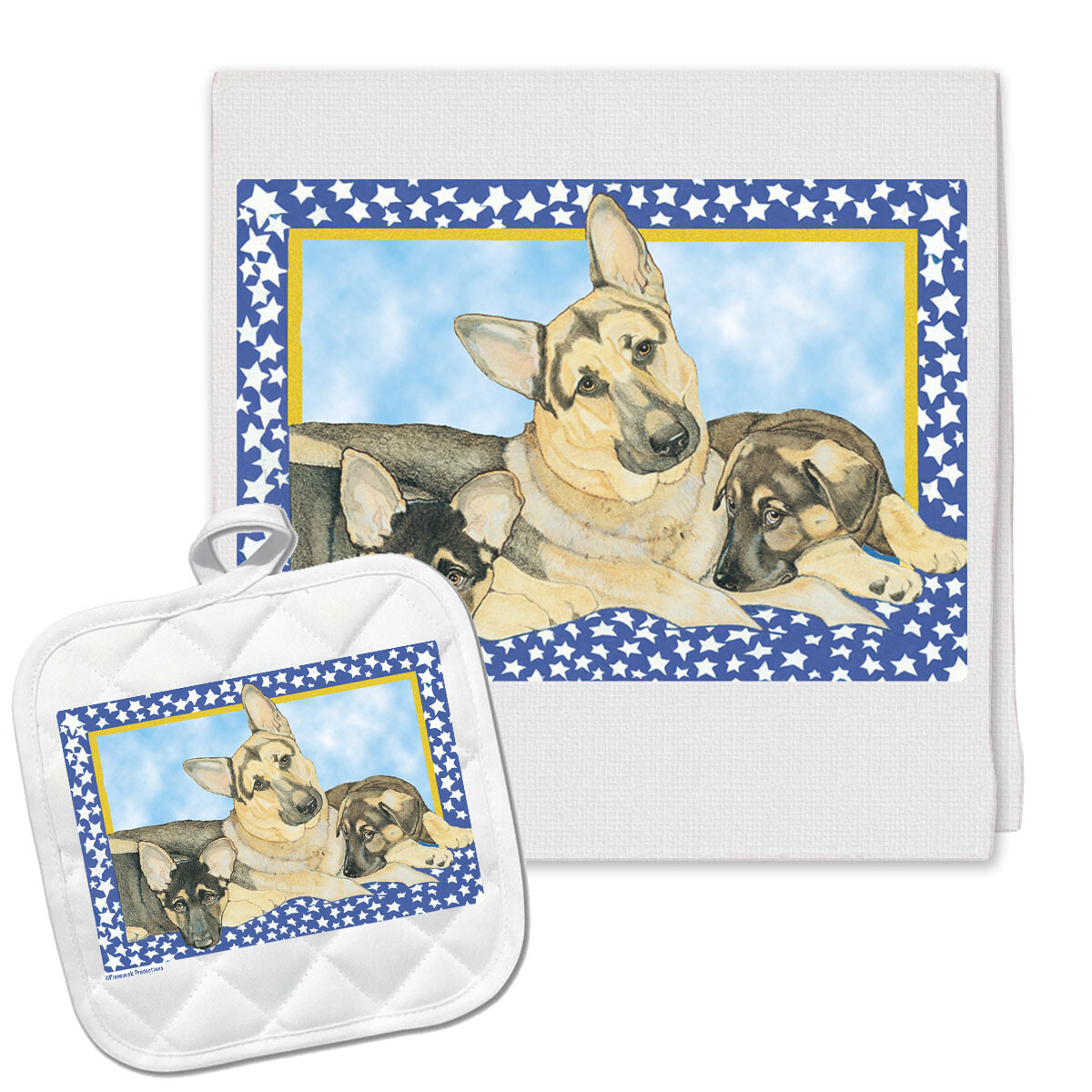 German Shepherd Kitchen Dish Towel and Pot Holder Gift Set