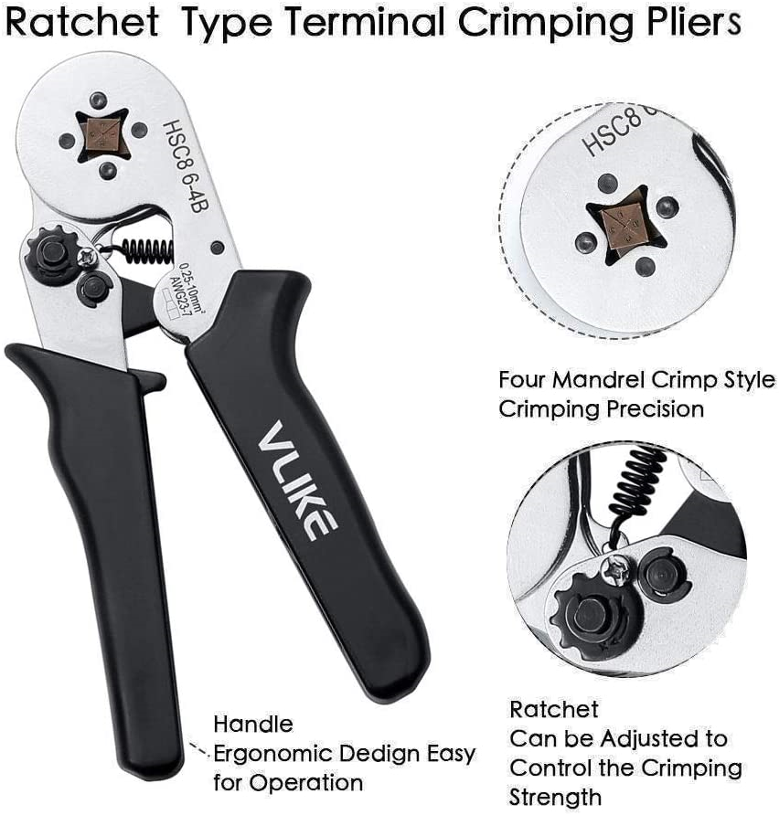 Ferrule Crimper Pliers Set Wire Crimping Tool Kit w/ Terminal Connector Sleeves