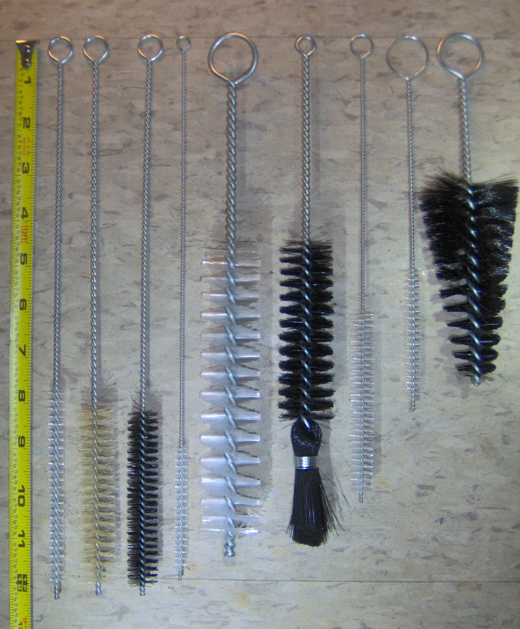 9 rOund NYLON BRUSH SET tube pipe glass bottle hose Harley bong Cleaning BRUSHES