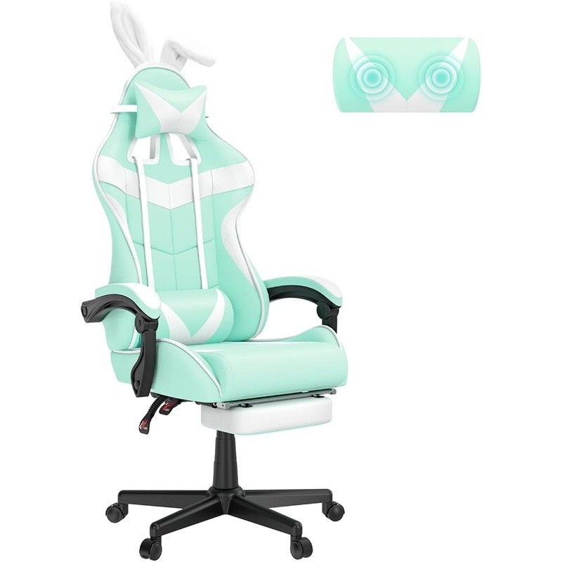 Cute Gaming Chair Removable Bunny Ears Ergonomic Design Adjustable Comfort New