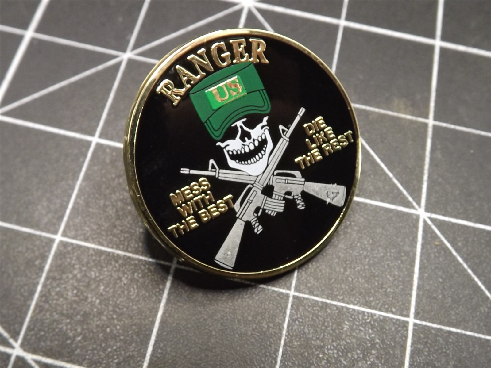 Lapel Pin Ranger Mess With The Best Die Like The Rest Skull 7/8" FREE SHIP