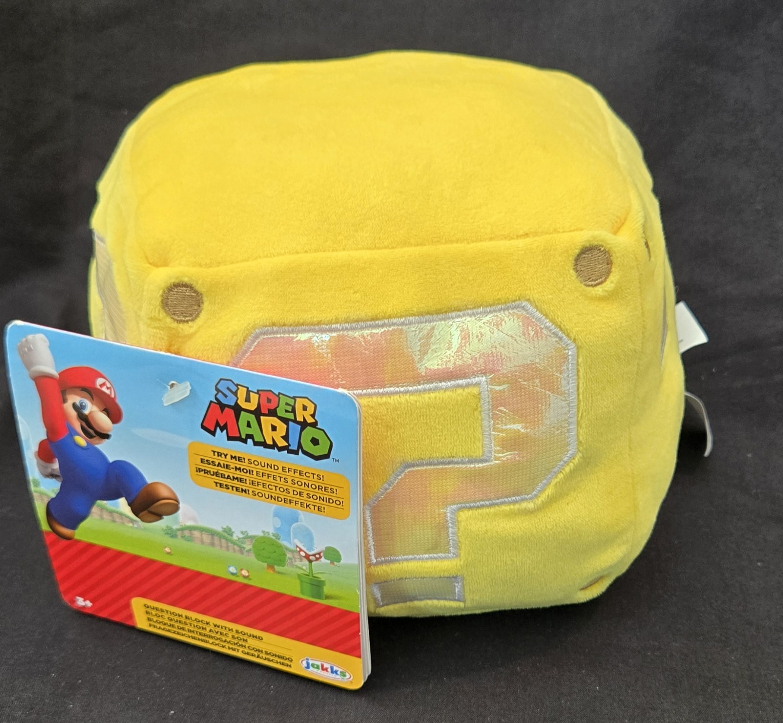 Super Mario World of Nintendo 6" Coin Block Yellow Plush with Sound *Working*