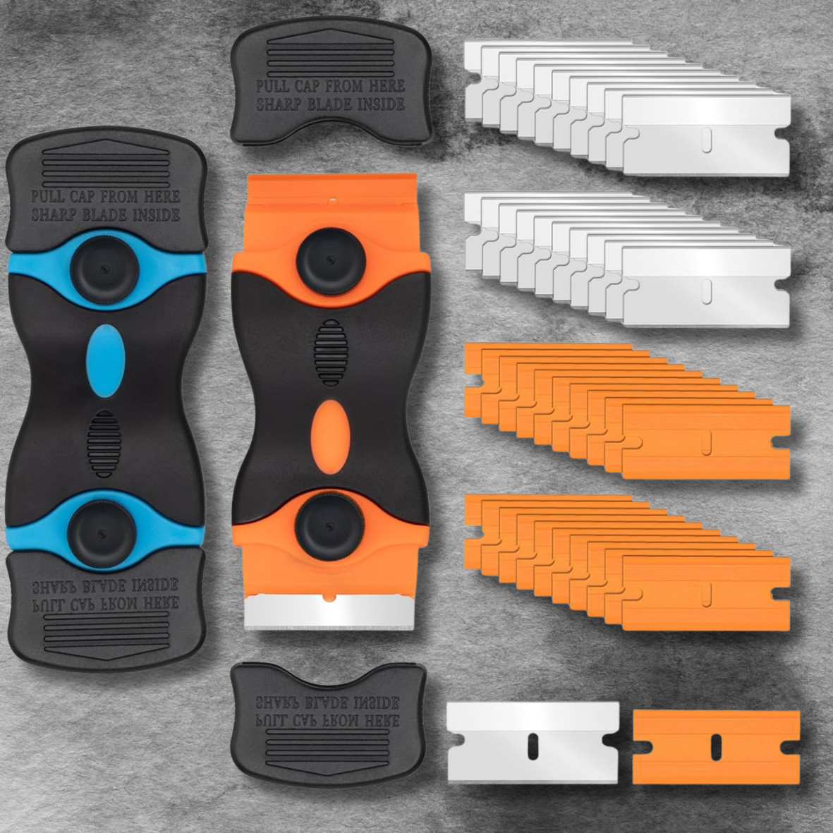 Razor Scraper Tool 2 Pack, Razor Blade Scraper Tool with 20Pcs Plastic Blades an