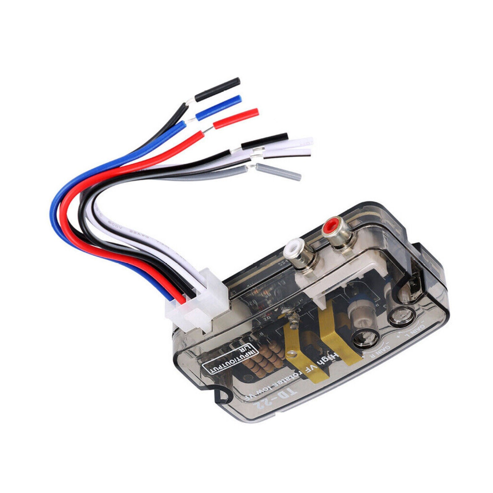 12V Car Stereo Speaker Output to RCA Output Adapter Speaker Level Converter aa