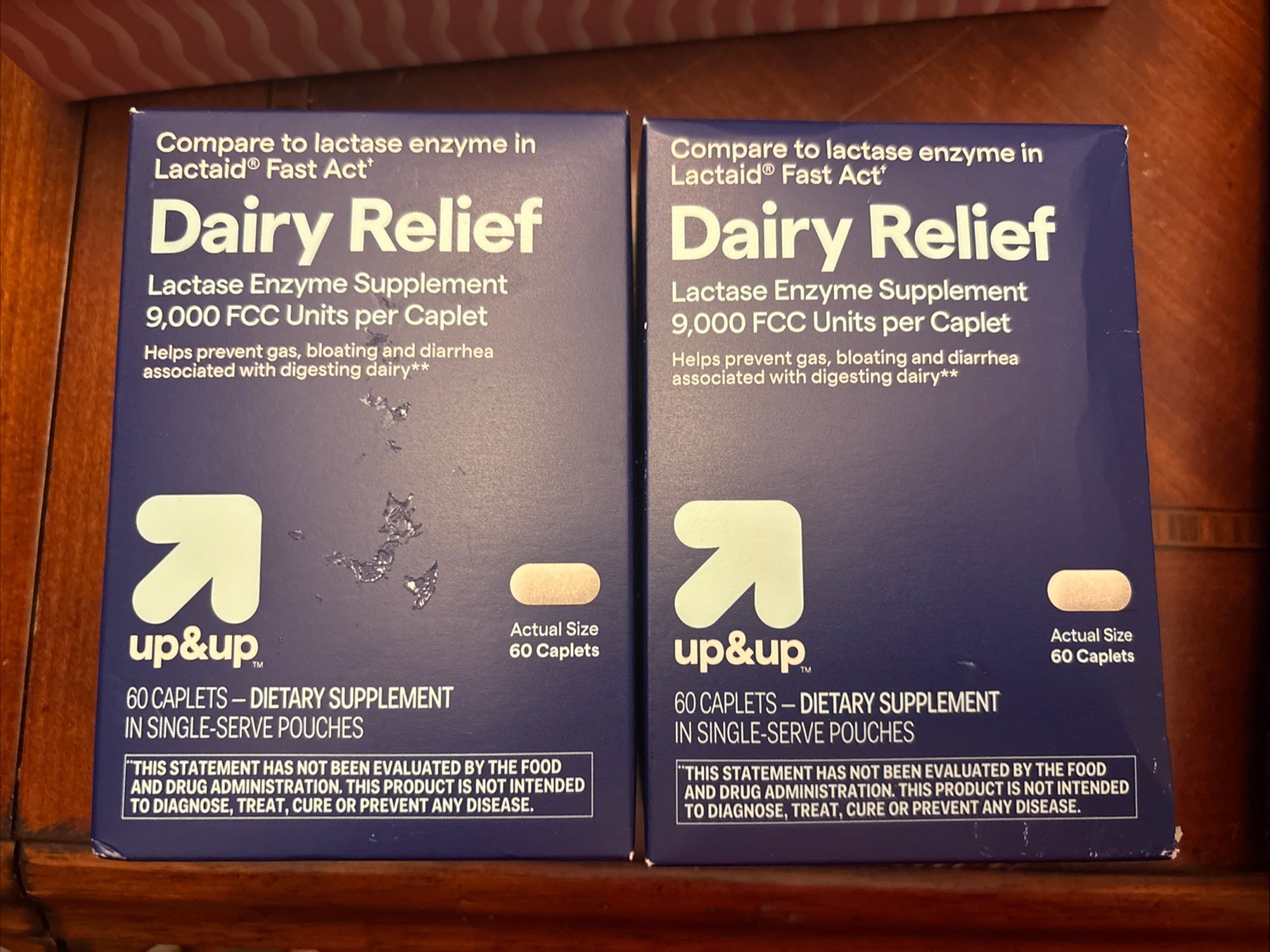 2X-Up & Up Dairy Relief Lactase Enzyme Compare To Lactaid 60Ct Caplets Exp 06/27