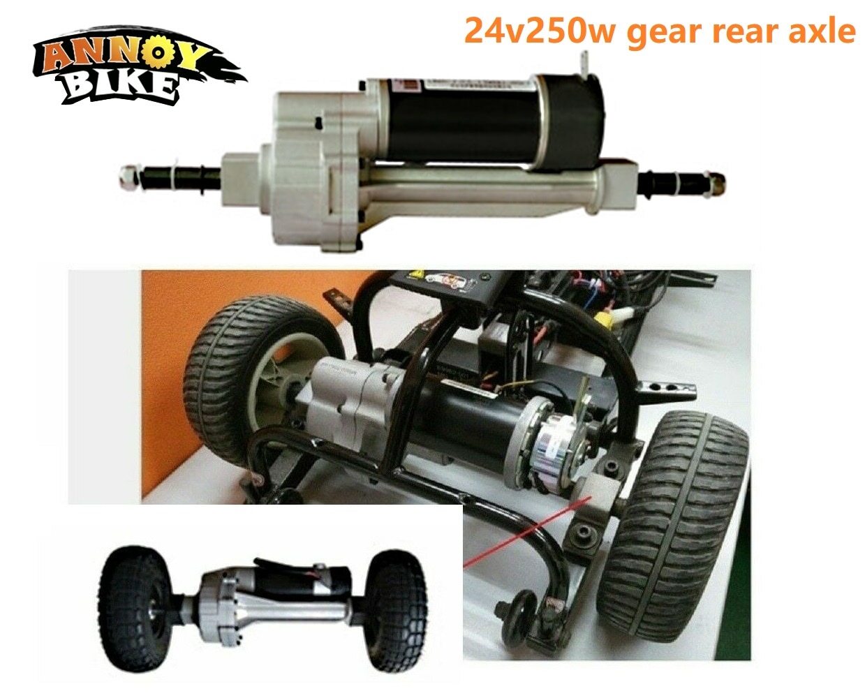 Electric Bicycle Rear Axle 11N.M Gear Reducer Brush Motor 200rpm Differential