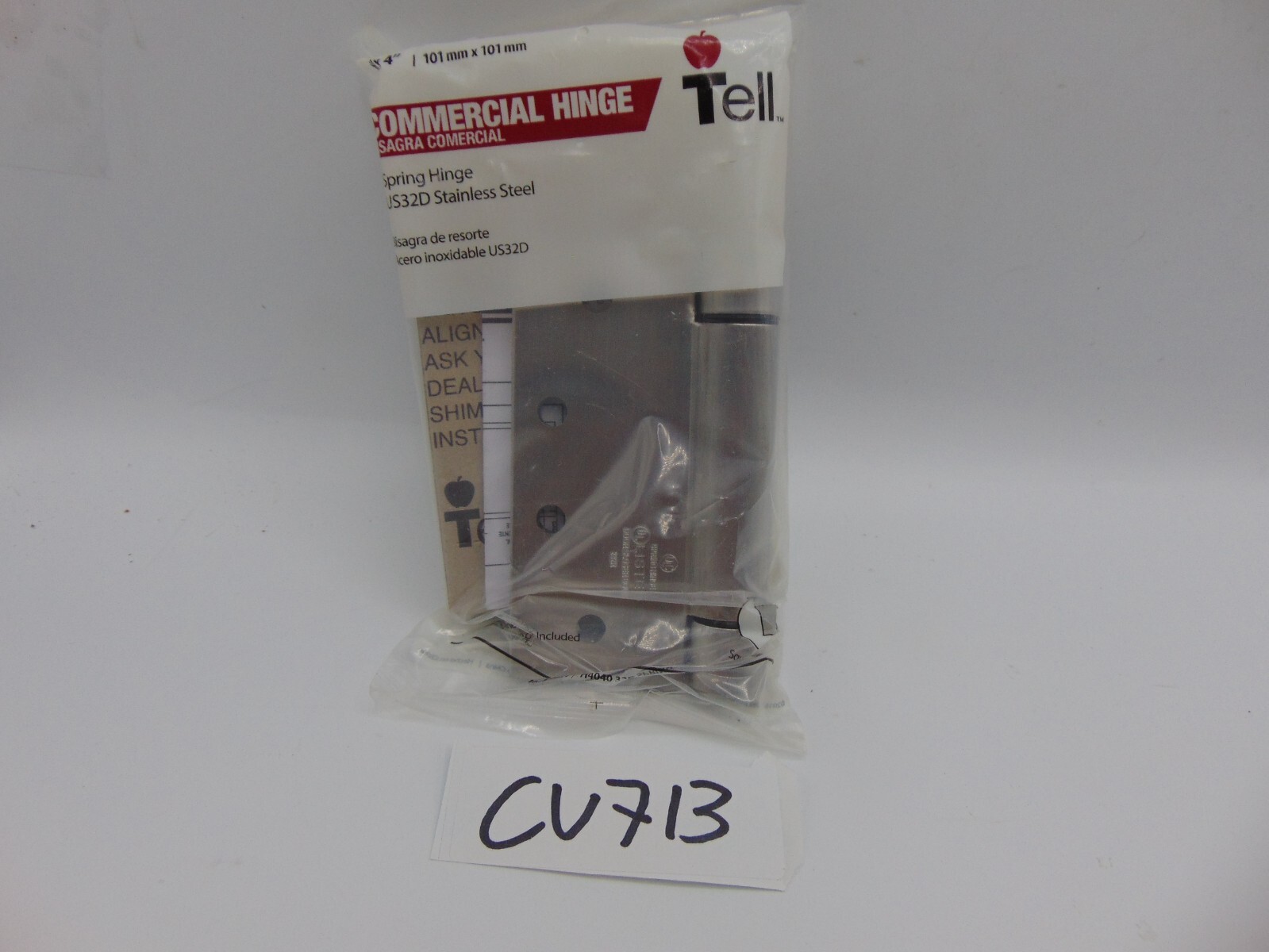 Tell Commercial Stainless Steel 4 In. Square NRP Spring Hinge HG100321 New