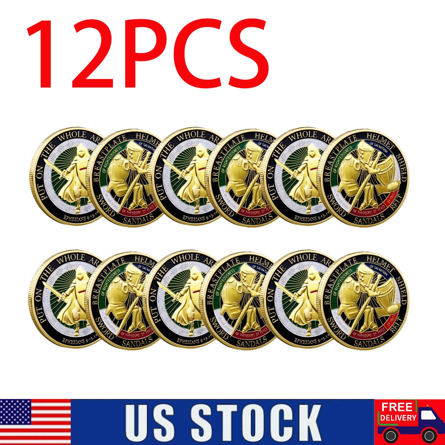 12x Put on the Whole Armor of God Commemorative Collection Challenge Coins Gift