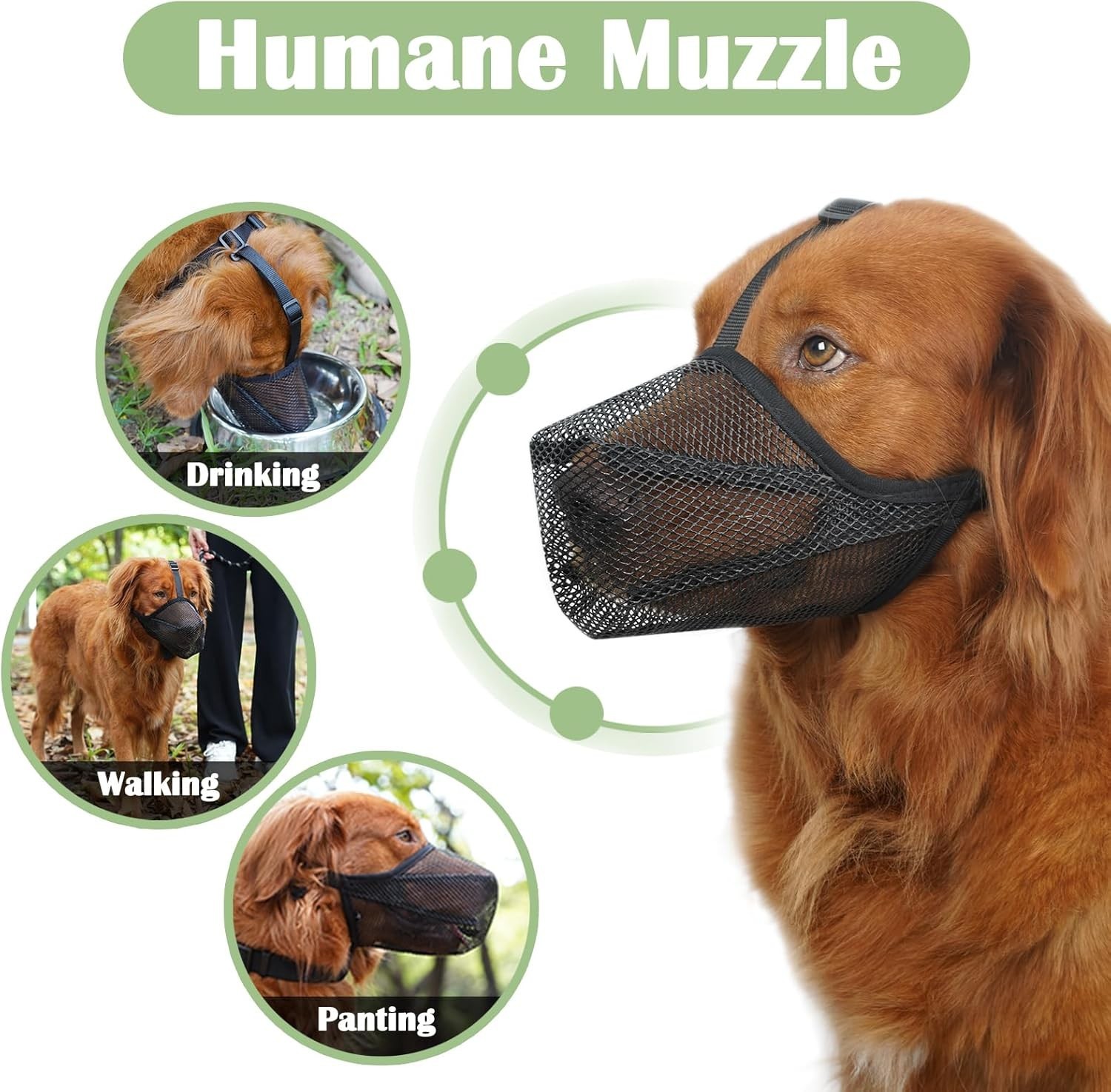Mayerzon Dog Muzzle, Soft Mesh Muzzle for L [Snout Cir: 11"-12¼"], Black