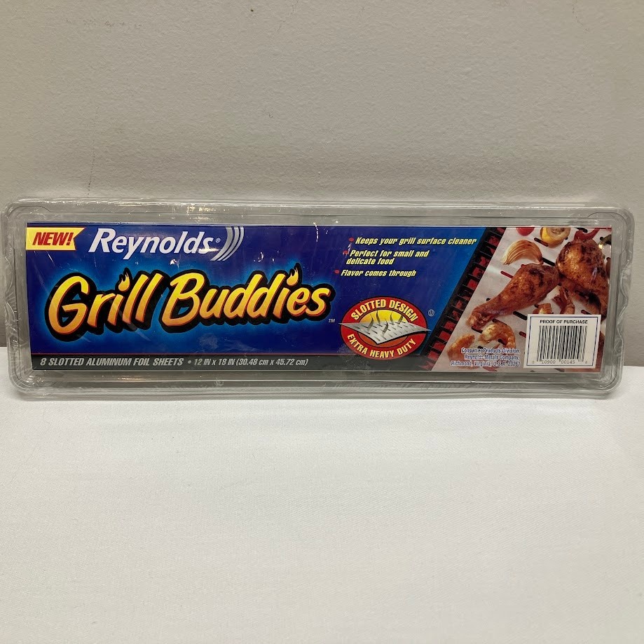 NEW Sealed Reynolds Grill Buddies Slotted Aluminum Foil Sheets 12 x 18" 8 Sheets