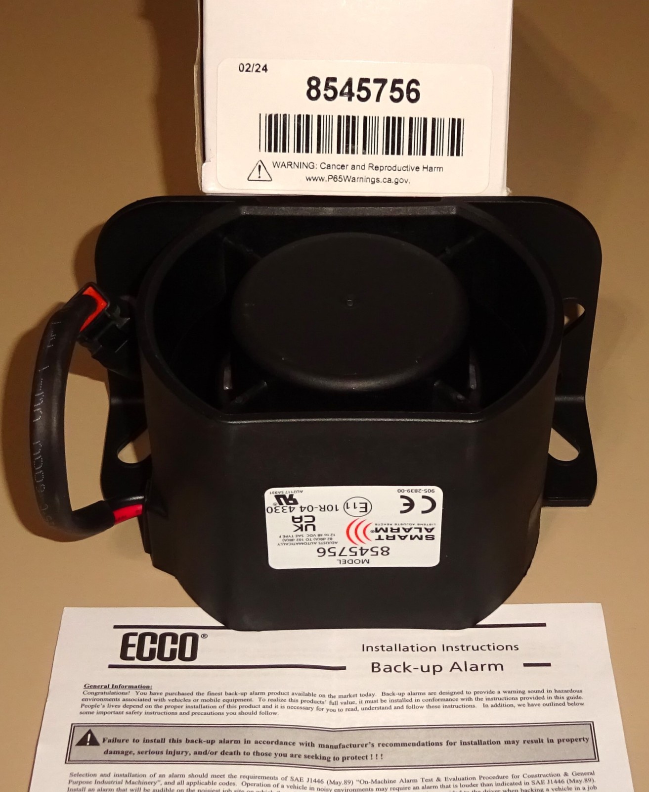 ECCO 8545756 Backup Alarm 12VDC to 48VDC 82 dB(A) to 102 dB(A) Smart Alarm NEW