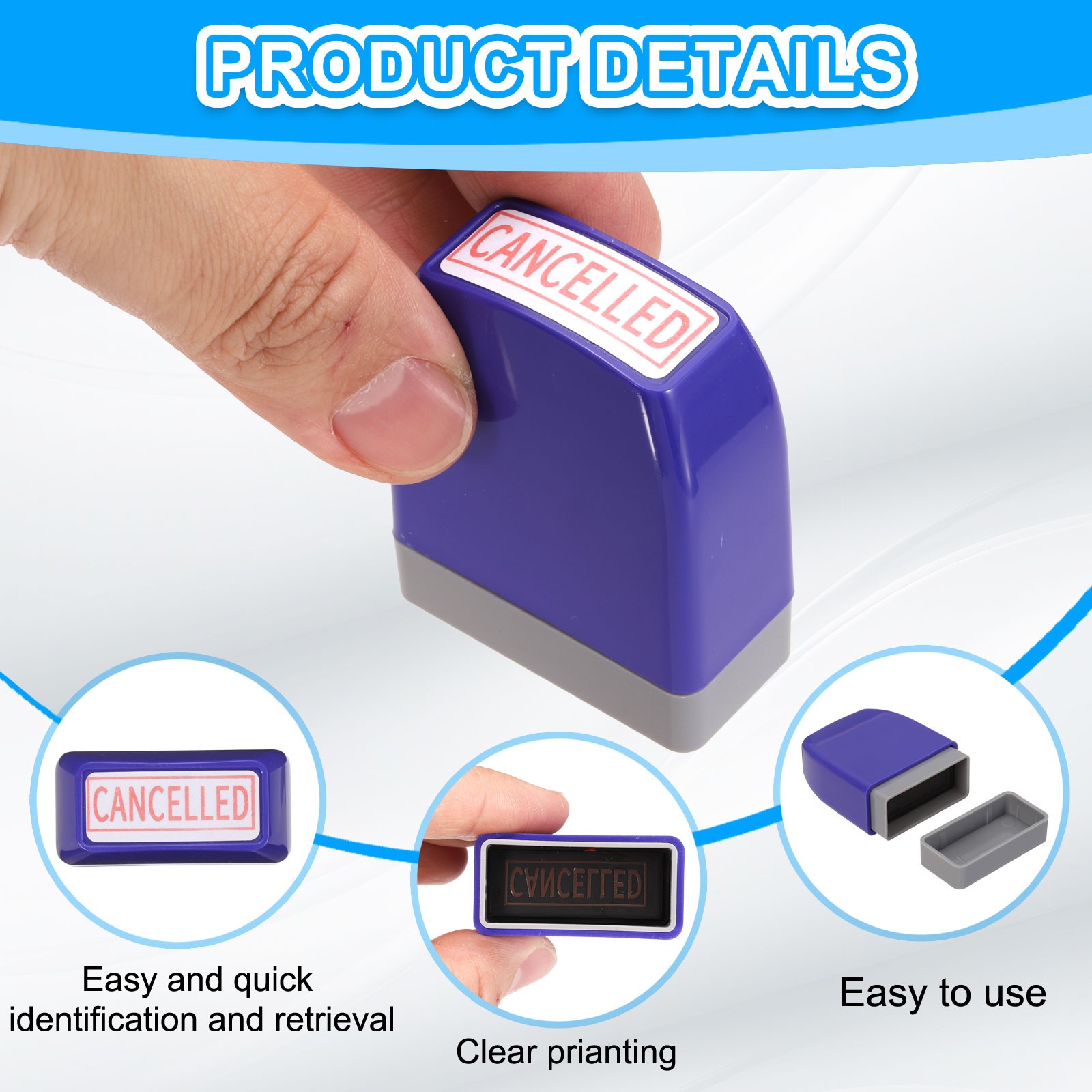 CANCELLED Notice Stamp Self Inking, Purple