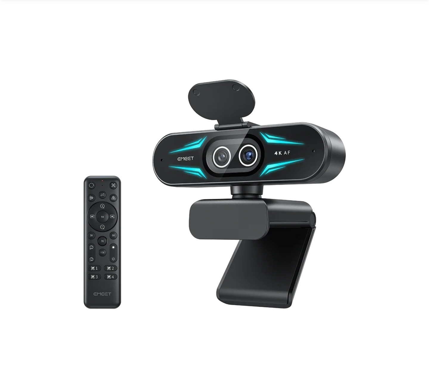Emeet 4K AF Dual-Camera UHD Webcam, Autofocus, RGB Lighting, Remote Control