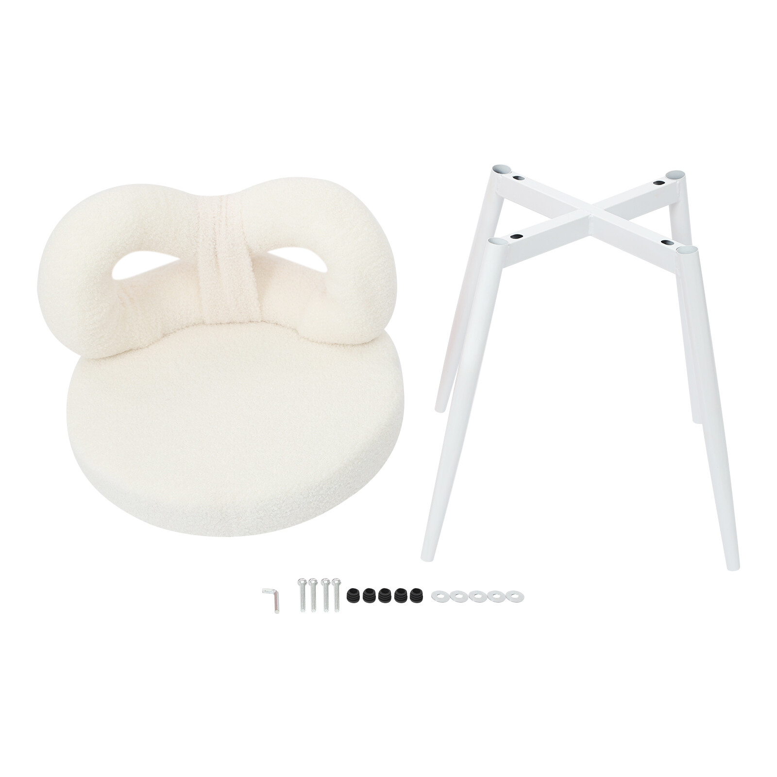 White Cute Bow Backrest Chair Ergonomic Design Bedroom Chair Fit Bedroom / Study