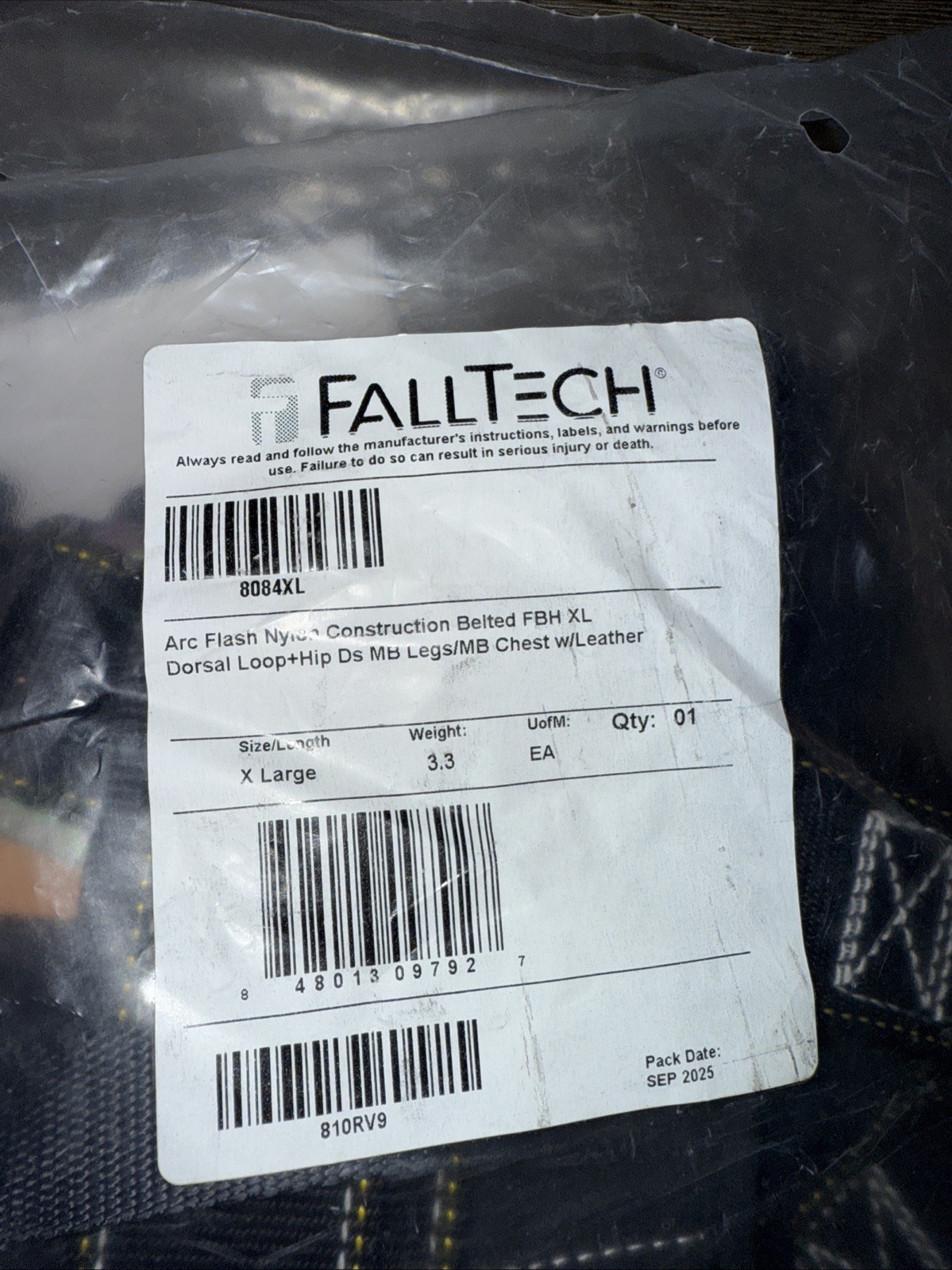 Falltech 8084Xl 8084 Fall Protection Harness, Xl,New In Packaging
