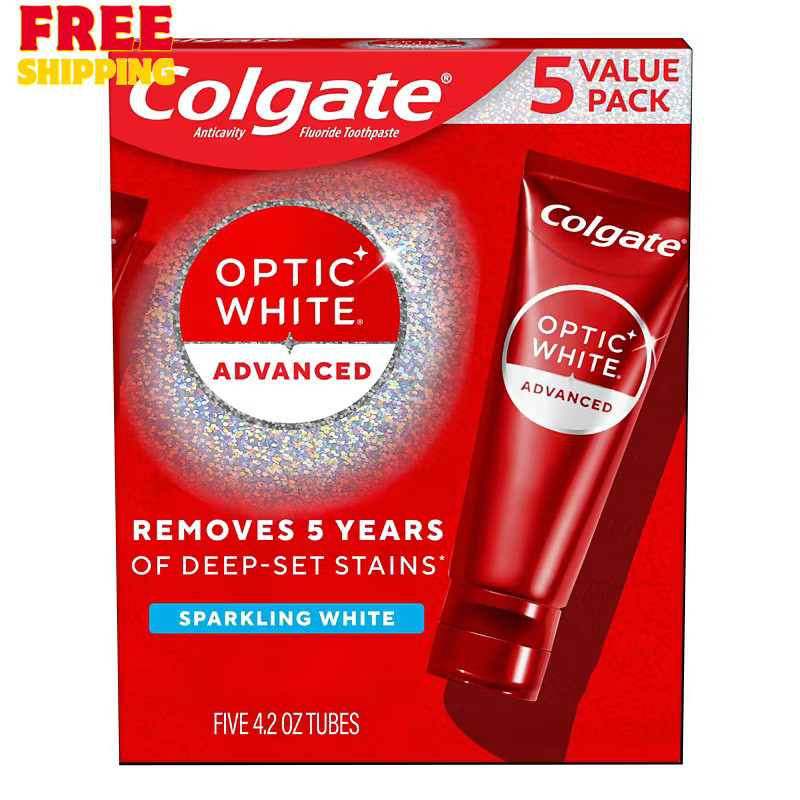Colgate Optic White Advanced  Hydrogen Peroxide Toothpaste 4.2 oz 5 Pack