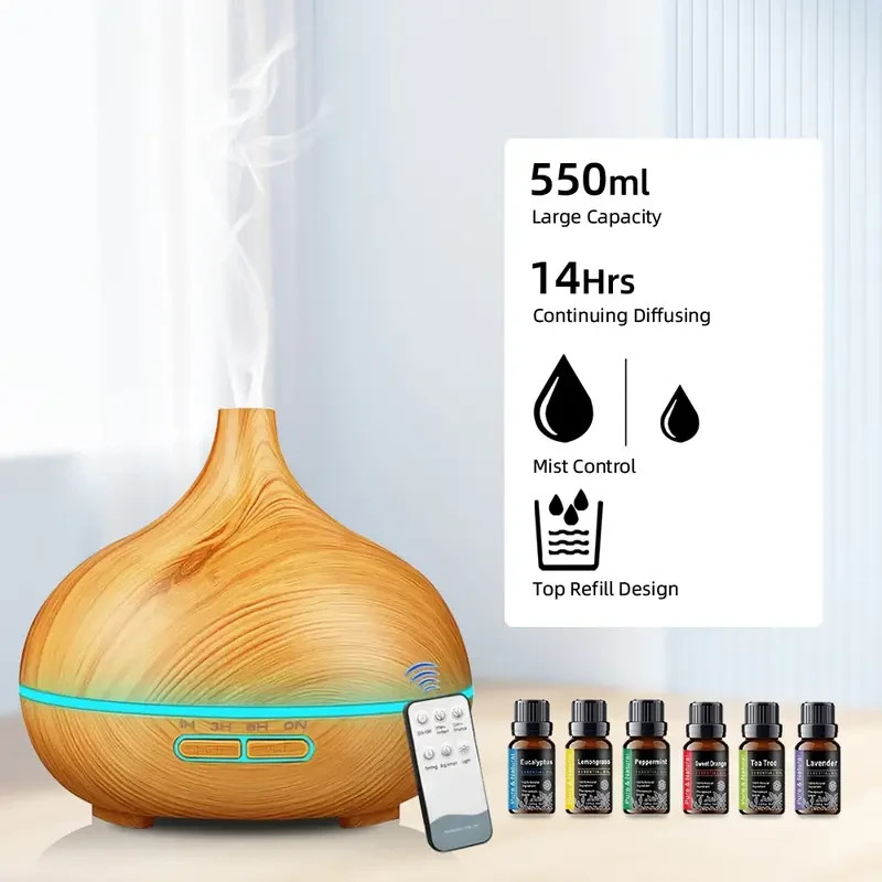 Aroma Diffuser Humidifier With 6x33oz Essential Oils Colorful LED And Remote