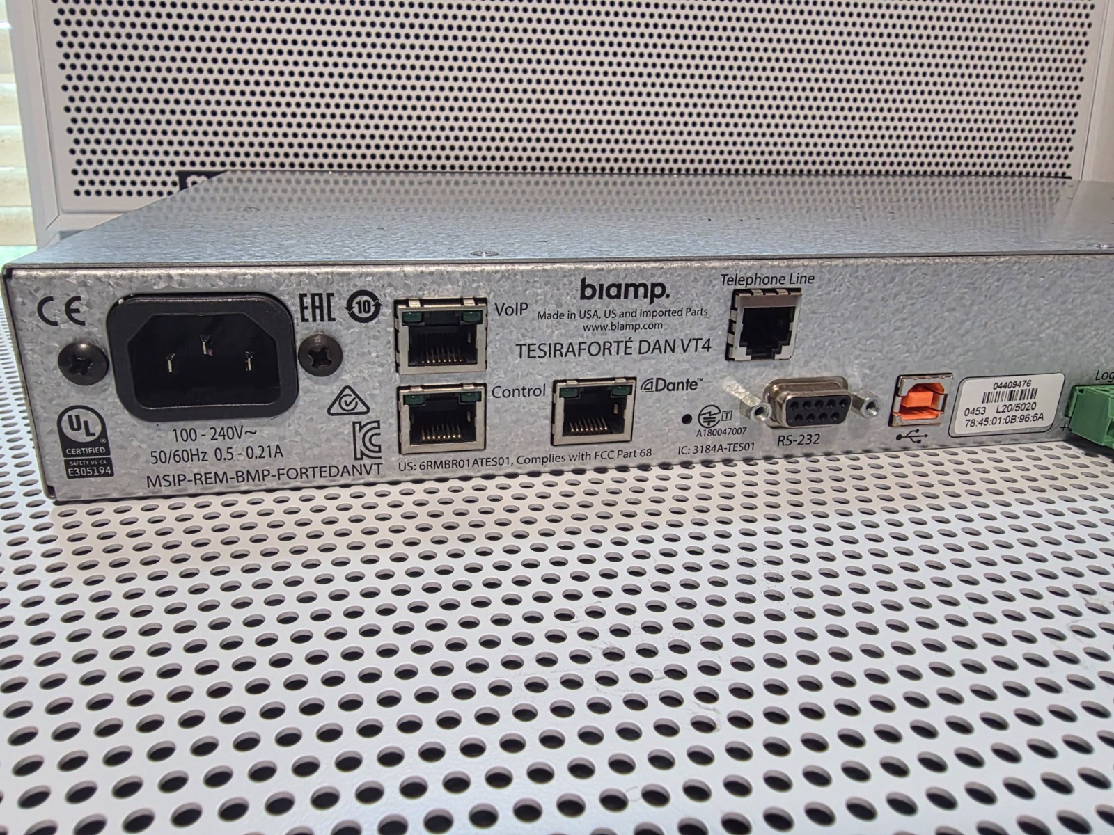 Biamp Systems Tesira Forte DAN VT4 Digital Audio Signal Processor