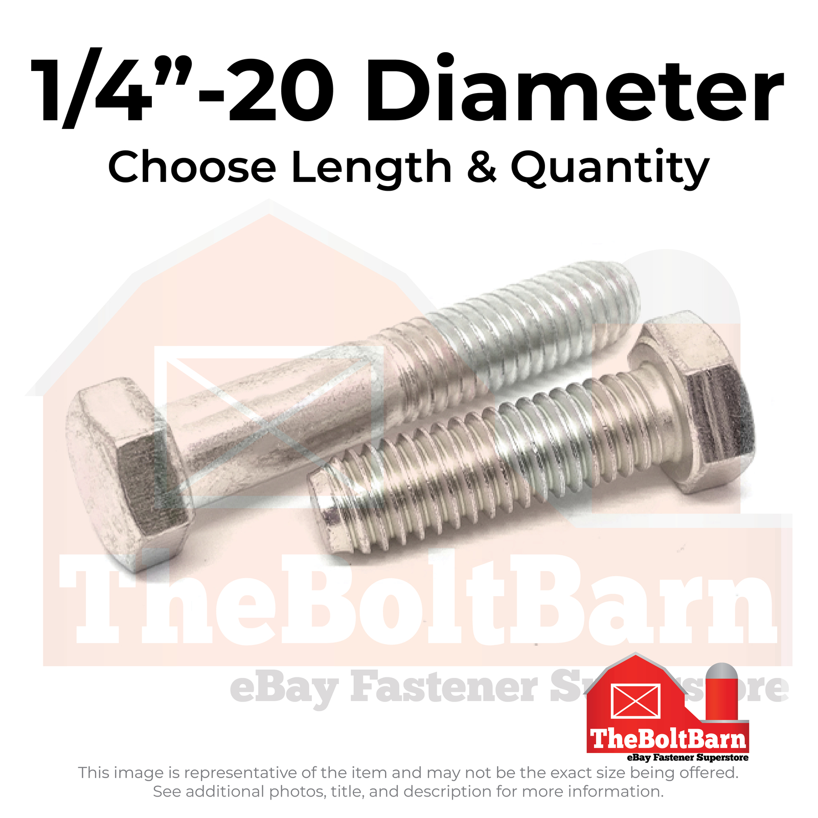 1/4"-20 316 Stainless Steel Hex Cap Screws (Choose Length & Qty)
