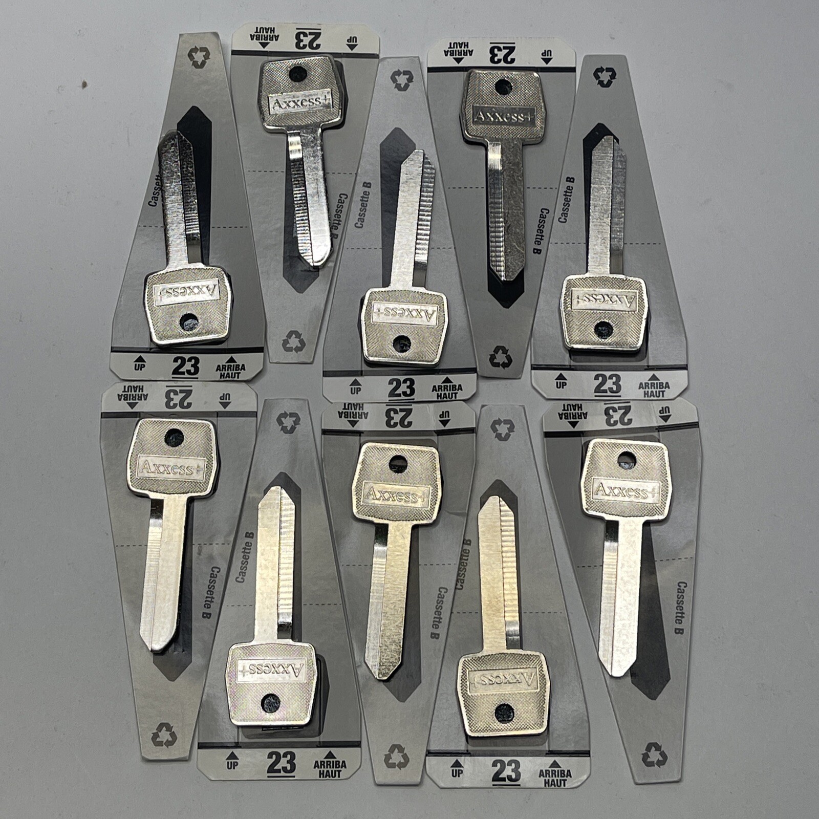 Lot of 10 Hillman Axxess+ 23 Brass Key Blanks Nickel Plated Cassette B Most Ford