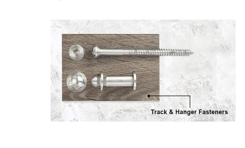 Emtek Face Mount Hanger Barn Door Soft Close Kit 5' Track Solid Wheel & Fastener