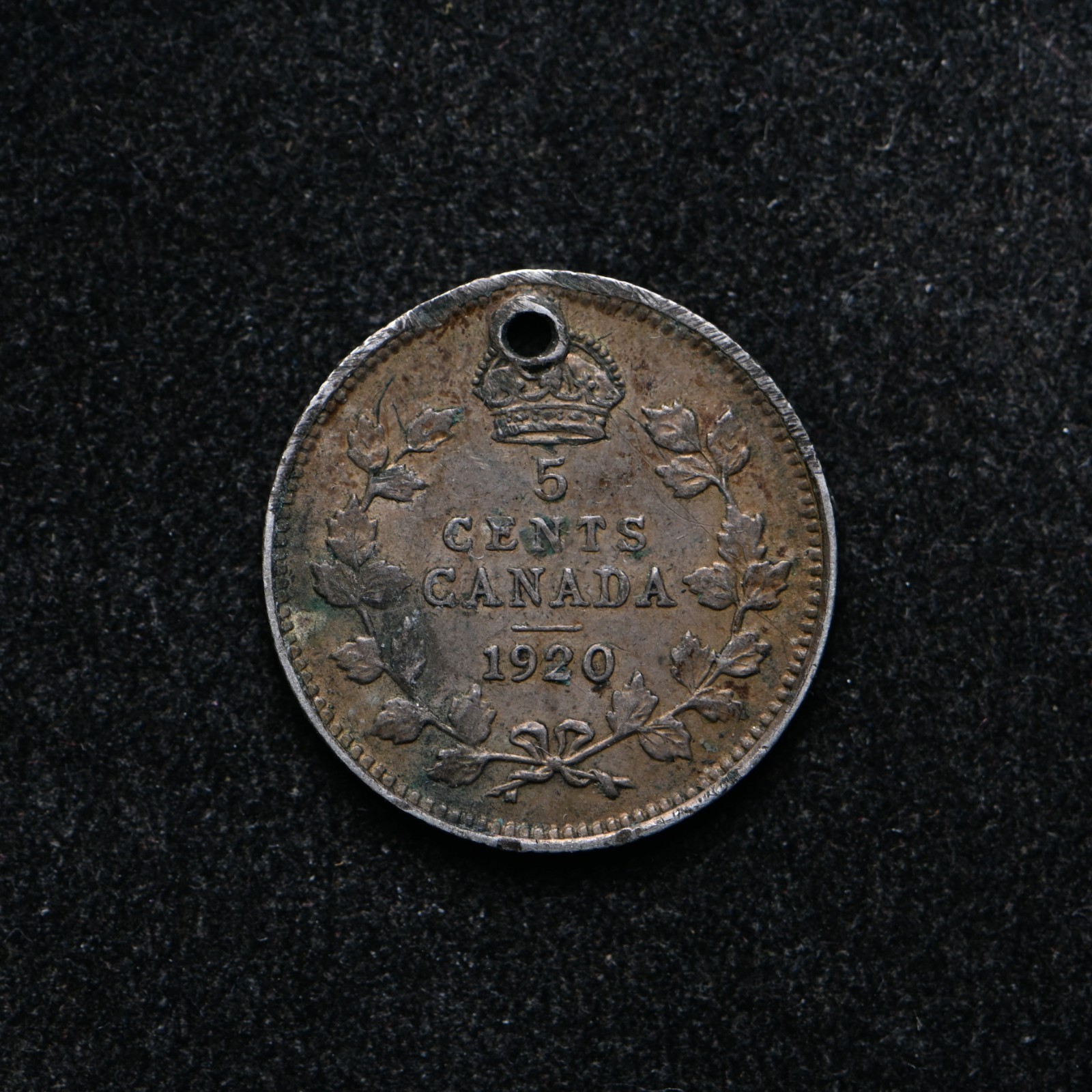 1920 Canada Five Cent Silver .800 Old Hole (bb19055)