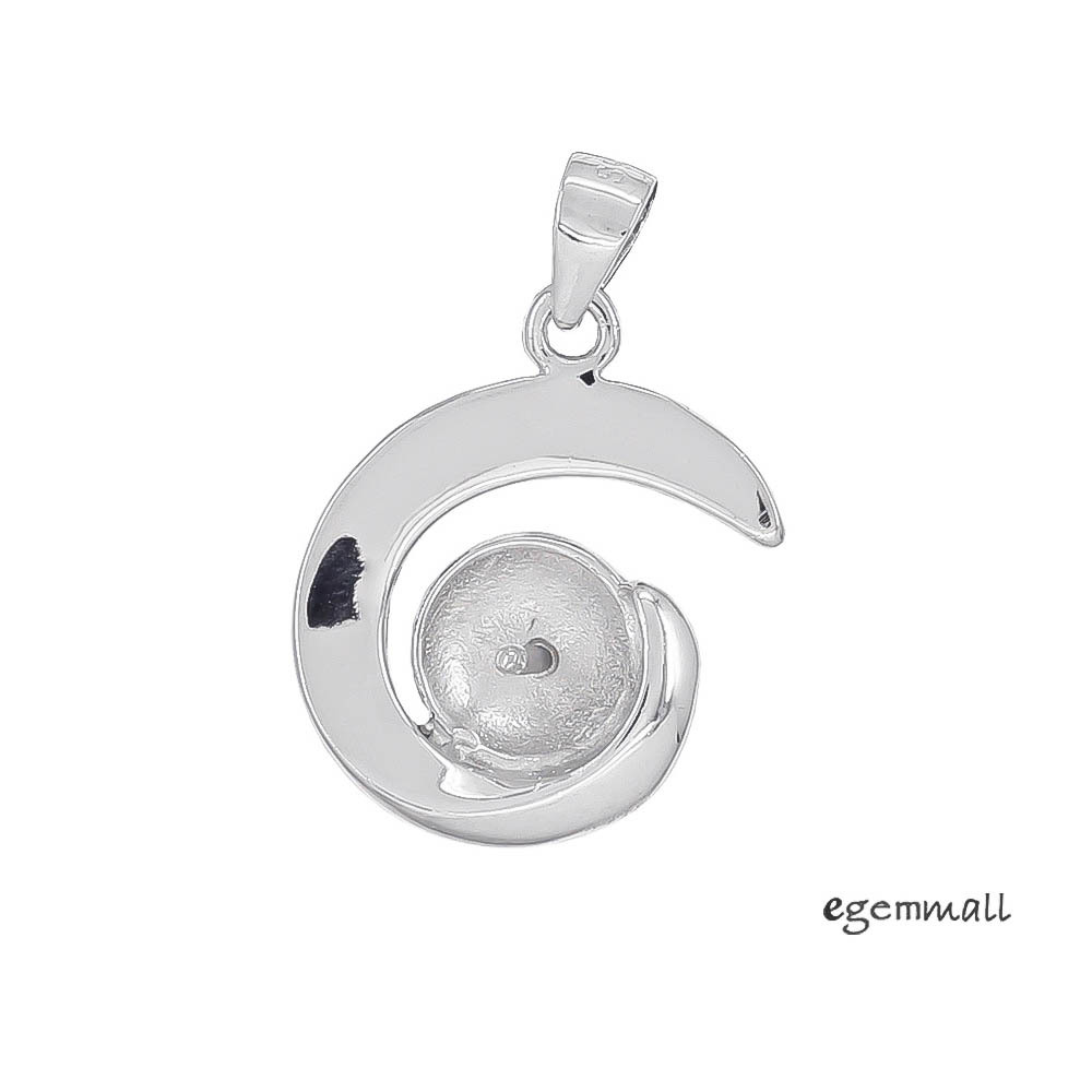 Sterling Silver Pendant Bail with Glue In Pearl Holder Mount Bead Cup #99357